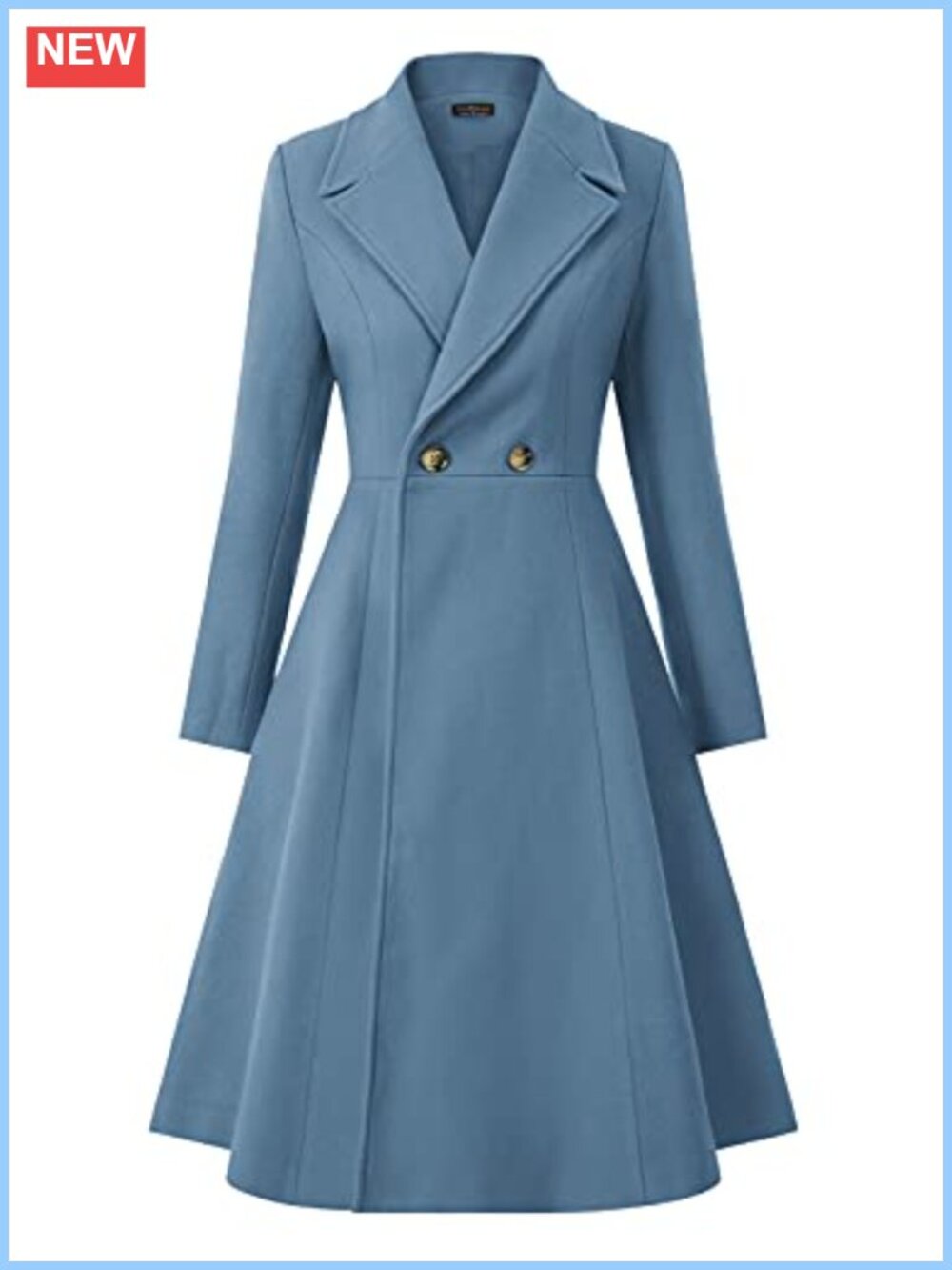 Women's Double Breasted Pea Coat Long Trench with Pockets